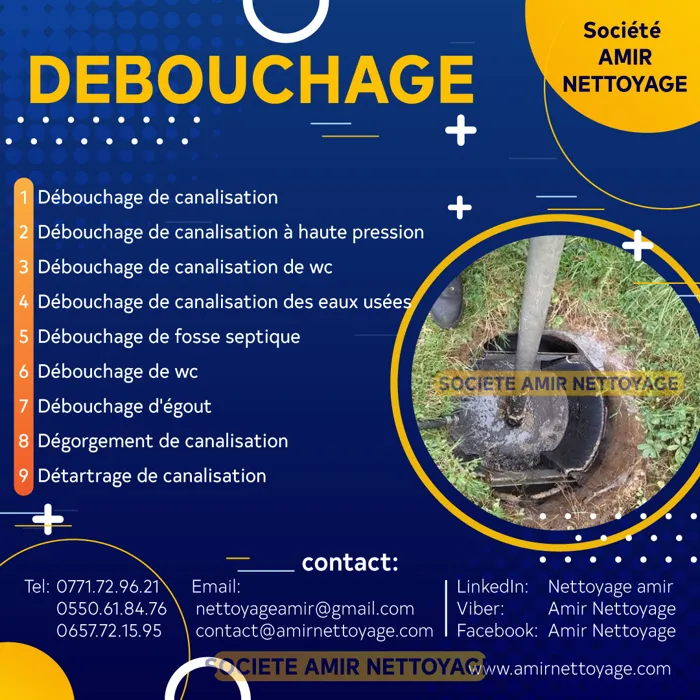 Service nettoyage Débouchage de canalisation et curage vidan