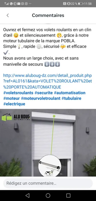 SARL alu boug automatisme 
Réalisation rideau métallique 
