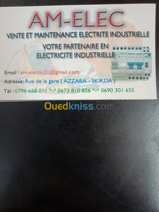 Vente&maintenance elctricité industrie
- cablage et pose d'a