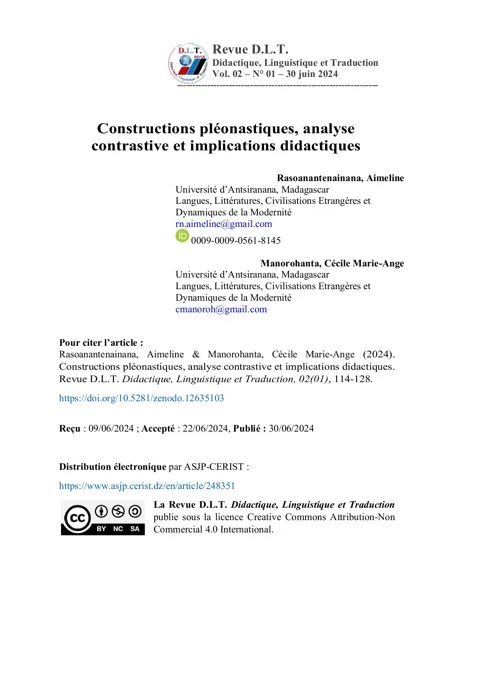 D.L.T. est une revue scientifique pluridisciplinaire à comit