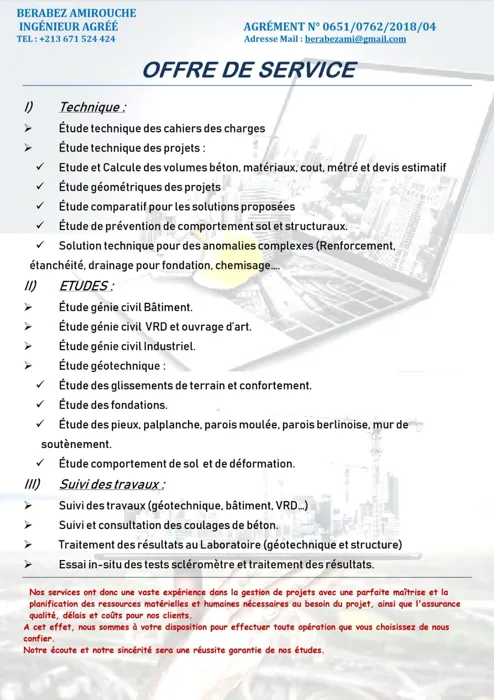 Études génie civil et géotechnique, topographie, études tech