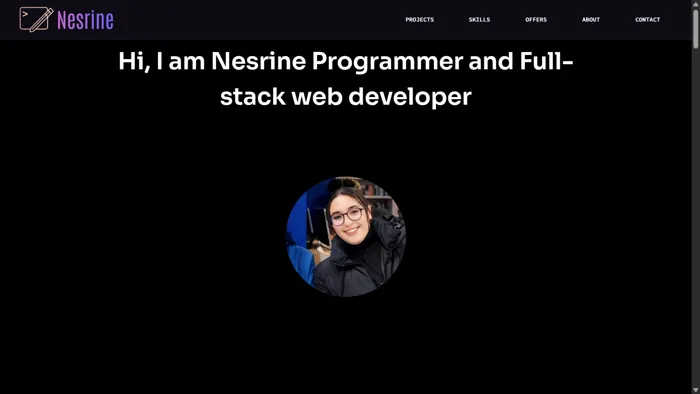 Je m'appelle Nesrine Kabachi, développeur Web Full-Stack pas